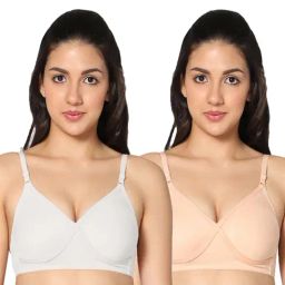 IN CARE White & Skin Full Coverage Non-Wired T-Shirt Bra - Pack of 2-image-69