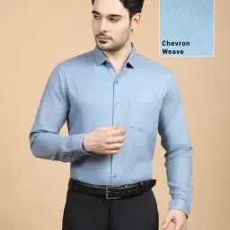 Kuons Avenue Powder Blue Cotton Tailored Fit Casual Shirt-image-81
