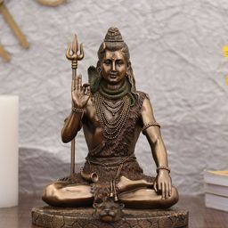CraftVatika Bronze-Toned Lord Shiva Blessing Sitting Pose Idol Showpiece-18