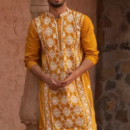 Jompers Men Ethnic Motifs Embroidered Kurta-23
