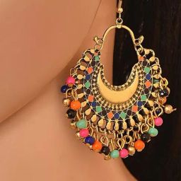 YouBella Afghani Tribal Gold-Plated Multicolour Chand Bali Earrings - Set of 2-12