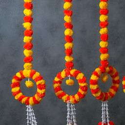 Sellplus 3 Pcs Yellow & Orange Genda Ring Hanging-6