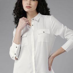 The Roadster Lifestyle Co. Women White Solid Regular Fit Shirt-picture-23