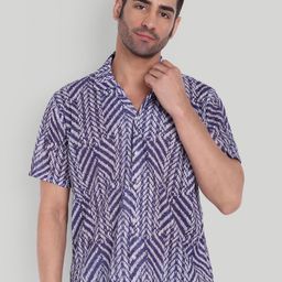 Stysure Men Comfort Chevron Semi Sheer Casual Shirt-image-3