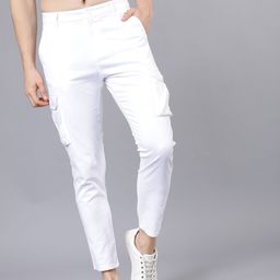HIGHLANDER Men White Slim Fit Solid Cargos-image-71