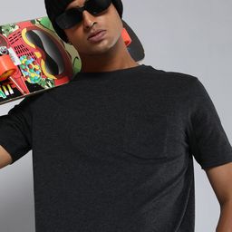 R Code by The Roadster Life Co Men Charcoal Pockets T-shirt-image-24