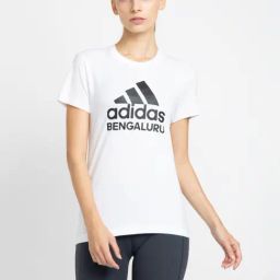 adidas White Logo Print Sports T-Shirt-image-34