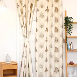Ariana Embroidery Brown Polyester 9 ft Long Door Curtain-image-88
