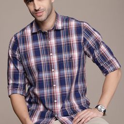 Nautica Men Smart Slim Fit Checked Pure Cotton Casual Shirt-image-36