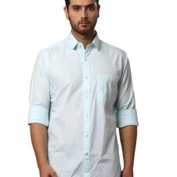 Raymond Light Blue Slim Fit Check Shirt-image-77