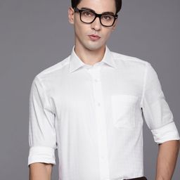 Louis Philippe Men White Classic Fit Pure Cotton Formal Shirt-image-120