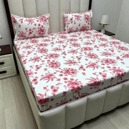 Pure Decor Amulya Pink & White Printed Microfiber 230 TC Queen Bedsheet Set 2.28m X 2.54m-image-61