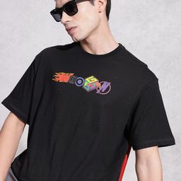 WROGN Brand Logo Printed Drop-Shoulder Sleeves Pure Cotton Oversized T-shirt-image-67