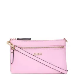 KLEIO Pink Solid Medium Shoulder Handbag-image-8