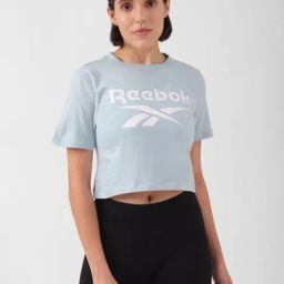 Reebok Blue Cotton Printed Crop Top-image-103