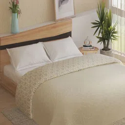 Home Centre Oxford Damask Beige & Grey Floral Reversible 120 GSM Double Bed Comforter-image-14