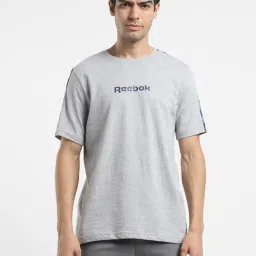 Reebok Grey Cotton Regular Fit Printed Sports T-Shirt-image-73