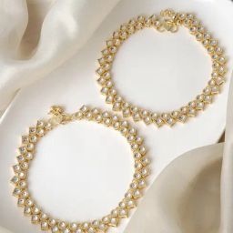 Teejh Kasturi Pearl & Gold Pair of Anklet-38