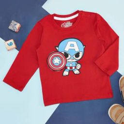 Pantaloons Baby Red Cotton Printed Full Sleeves Avengers T-Shirt-image-81
