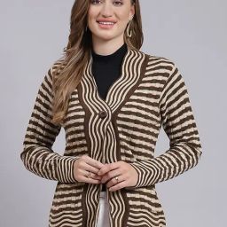 Monte Carlo Brown & Beige Striped Cardigan-image-98