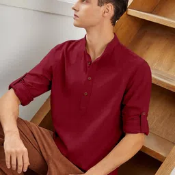 SHOPYCLICK Men Maroon Kurta-image-74