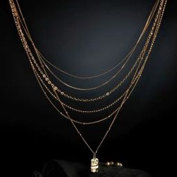 Zaveri Pearls Gold Tone Contemporary 6 Layers Necklace & Earring Set-ZPFK10616-92