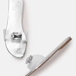 ZORI WORLD Women Party Crystal Studded Open Toe Flats-picture-9