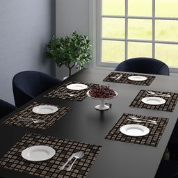 Saral Home Set Of 6 Grey & Black Printed Rectangular Table Placemats-7