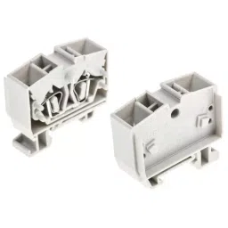 RS PRO DIN Rail Terminal Block Grey 2.5 mm² Spring Clamp Termination, 9131273-10