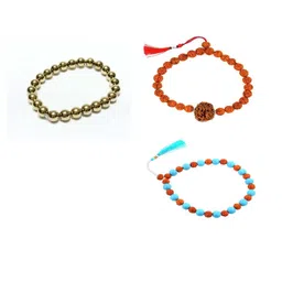 Divine souvenirs Unisex Set Of 3 Artificial Beaded Elasticated Bracelets-52