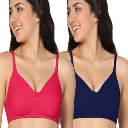 IN CARE Blue & Pink Cotton T-Shirt Bras - Pack Of 2-picture-7