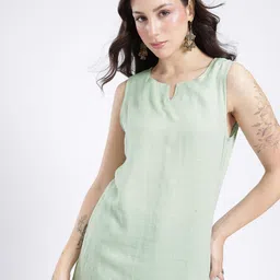 Anouk Rustic Horizontal Striped Straight Sleeveless Kurti-picture-10