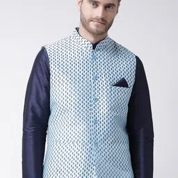 DEYANN Men Blue Printed Nehru Jacket-27