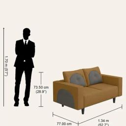 Godrej Interio Cresco Fabric 3 + 2 + 1 Sofa Set Camel Brown, Knock Down image 3