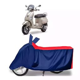 Auto Pearl Two Wheeler Cover with Bag for Vespa Elegante, Red & Blue-image-61