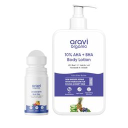 Aravi Organic Set of 2 Underarm Roll-On- 50 ml & AHA BHA Exfoliating Body Lotion-200 ml-image-60