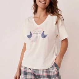 La Vie En Rose White Cotton Printed T-Shirt-picture-43