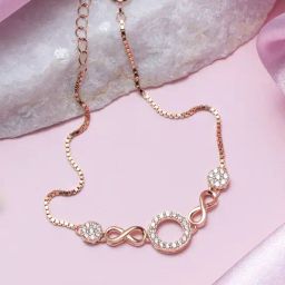 Zavya 925 Sterling Silver Eternal Circles Rose Flexible fit Bracelet For Women-image-31