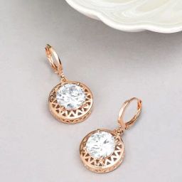Zaveri Pearls Rose Gold Cubic Zirconia Contemporary Drop Earrings-ZPFK10681-30