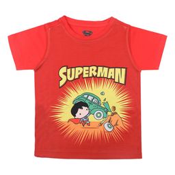 Superman Boys Red Superman Printed Round Neck T-shirt-image-75