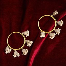 ABDESIGNS Gold-Plated Artificial Beads Circular Hoop Earrings-45