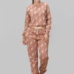 She N She Abstract Printed Round Neck T-Shirt With Trousers Co-Ords-image-58