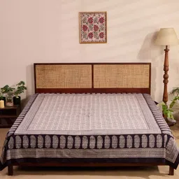 Fabindia Black & White Bagh Printed King SizeBedCover-image-21
