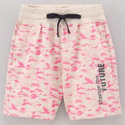 Doreme Above Knee Length Cotton Change The Future Text Print Shorts - Pink-image-16