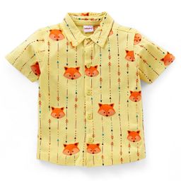 Babyhug Cotton Knit Half Sleeves Shirt Fox Print - Yellow-image-89
