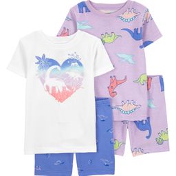 Carter's Half Sleeves Night Suit With Dinosaur Print Pack Of 2 - Purple & White-image-73