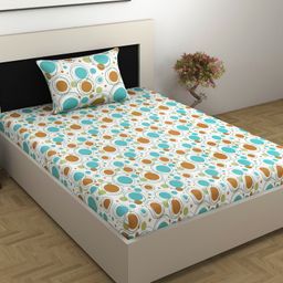 Divine Casa 100% Cotton 144TC Single Bedsheet with  Pillow Covers Dotted Polka Dot Print_Multicolors-image-91