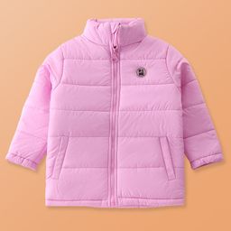 Pine Kids Woven Full Sleeves Solid Padded Jacket with Pockets - Baby Pink-picture-30