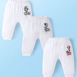Babyhug Disney Interlock Knit Full Length Diaper Leggings with Minnie Mouse Graphics Pack of 3 - White-image-23