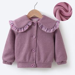 Kookie Kids Full Sleeves Sweater with Frill Detailing - Purple-image-91